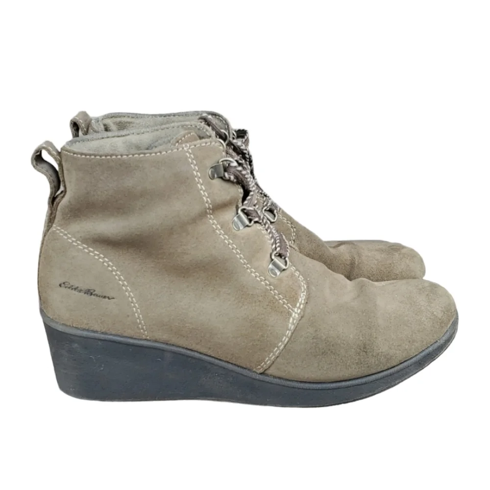 Eddie Bauer Women Suede Wedge Booties Shoes sz 8.5